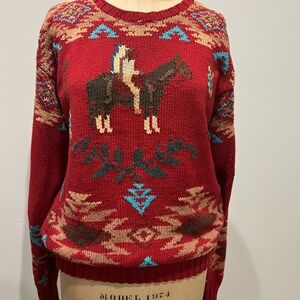 Ralph Lauren, size medium,hand knitted, vintage southwestern sweater.